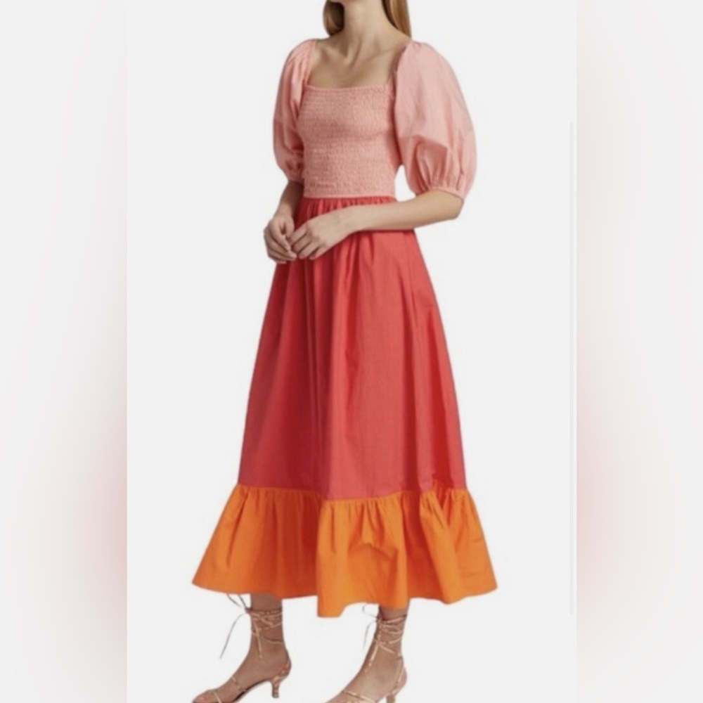 Rhode Eloise Dress XS colorblock pink orange peach